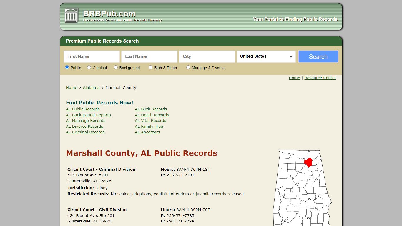 Marshall County Public Records | Search Alabama Government Databases